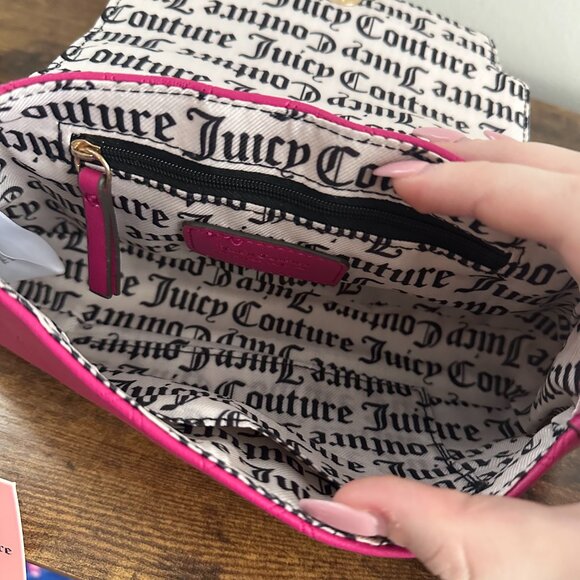 New Juicy Couture Short Sweet Raspberry Pink Shoulder Bag Gold Cute JC - Picture 4 of 4